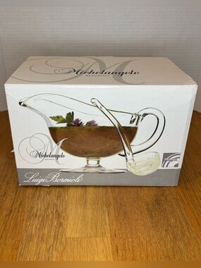 Michaelangelo Masterpiece Luigi Bormioli 19oz Footed Sauce Gravy Boat Ladle NEW